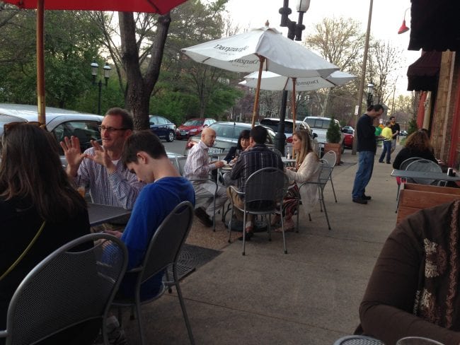 Sidewalk dinner in city neighborhood | Arch City Homes